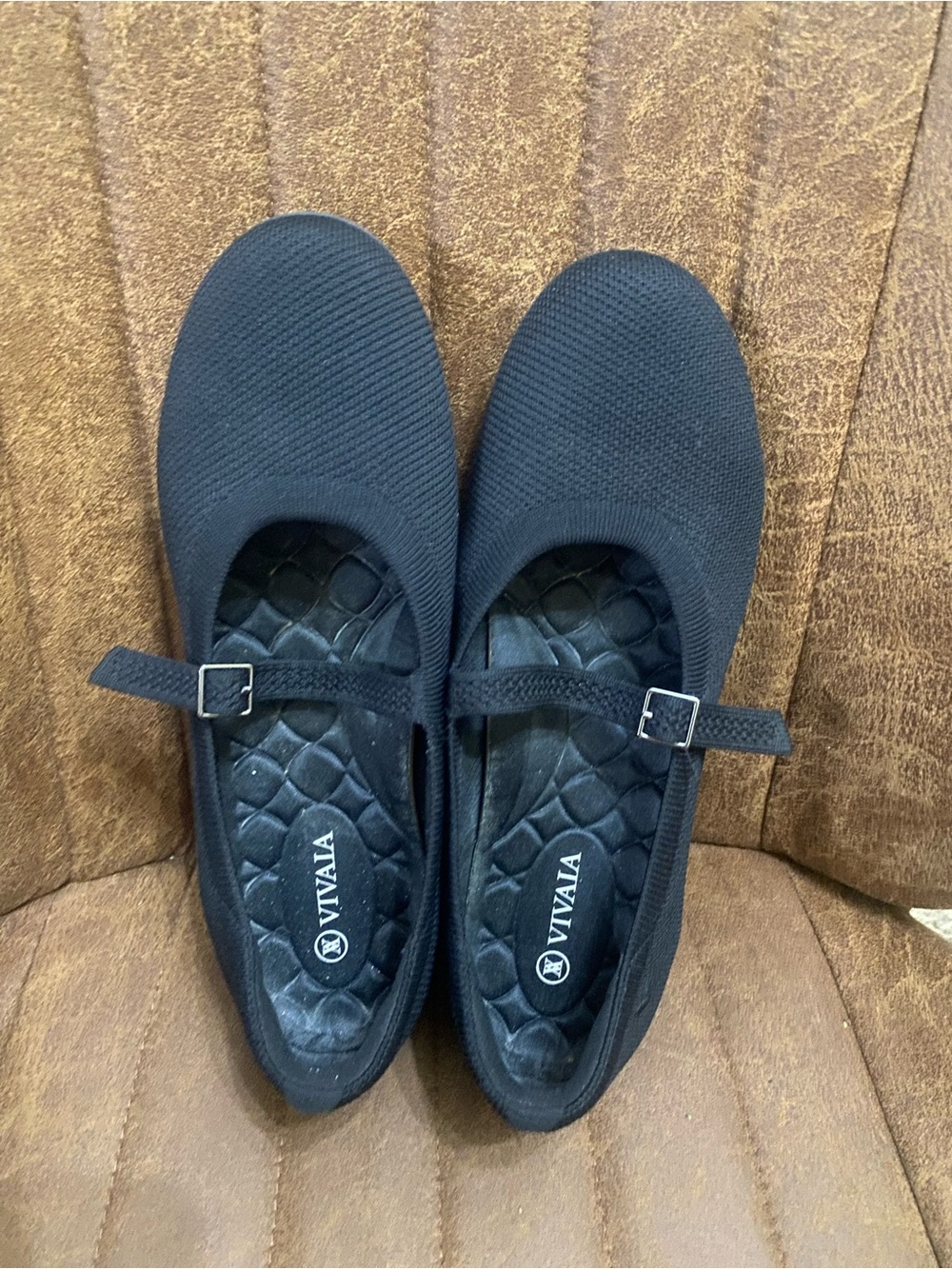 VIVALA Black Mary Jane Flats with Adjustable Strap